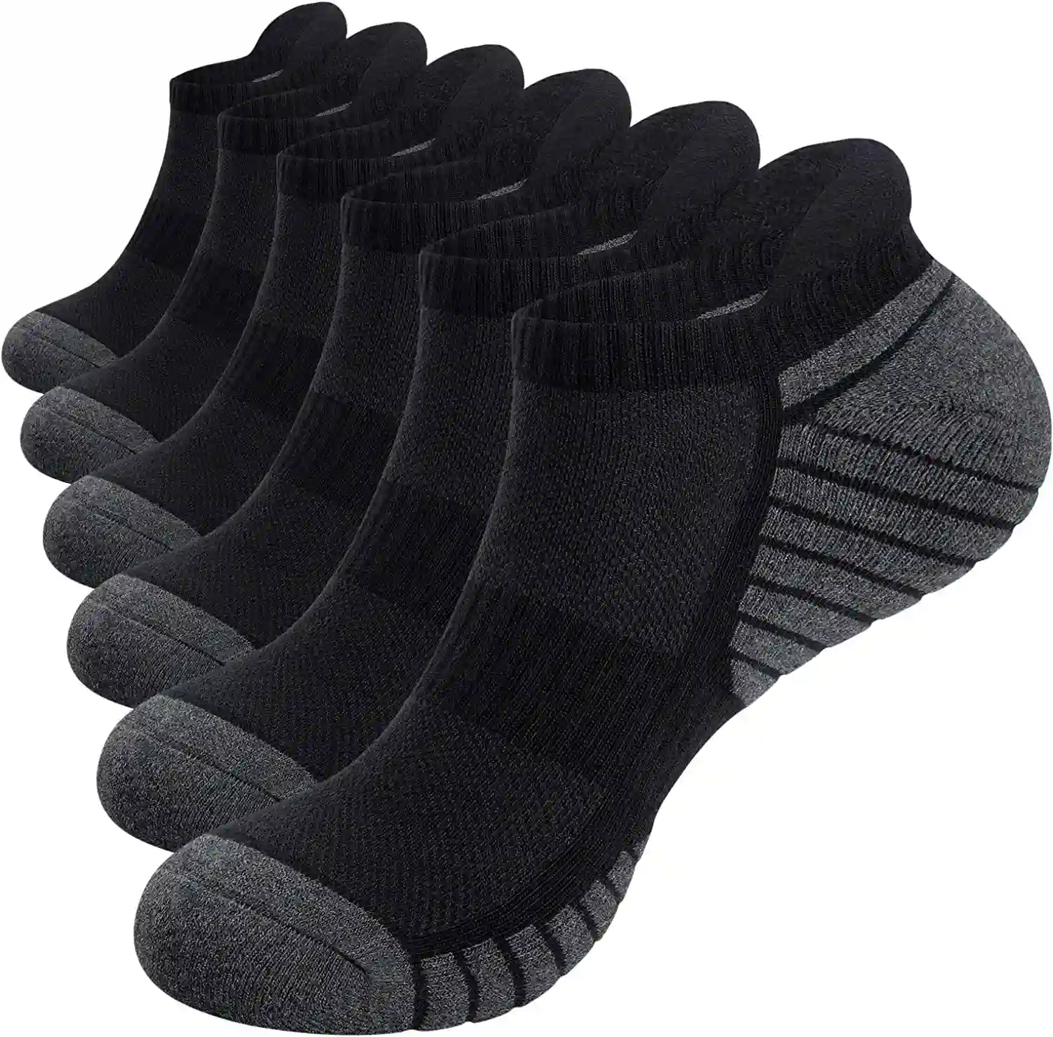 » TANSTC Men's Athletic Ankle Socks - 6 Pairs of Anti-Blister Cushioned Running Socks, Breathable Cotton Fabric for Sports and Fitness