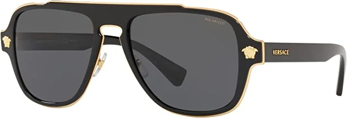 » Versace VE2199 Polarized Sunglasses - Matte Black/Grey with Iconic Medusa Design