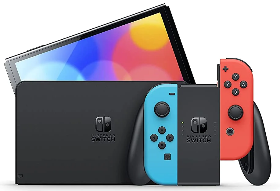 » Nintendo Switch OLED Model with Neon Red & Blue Joy-Con: Vibrant Display & Enhanced Audio