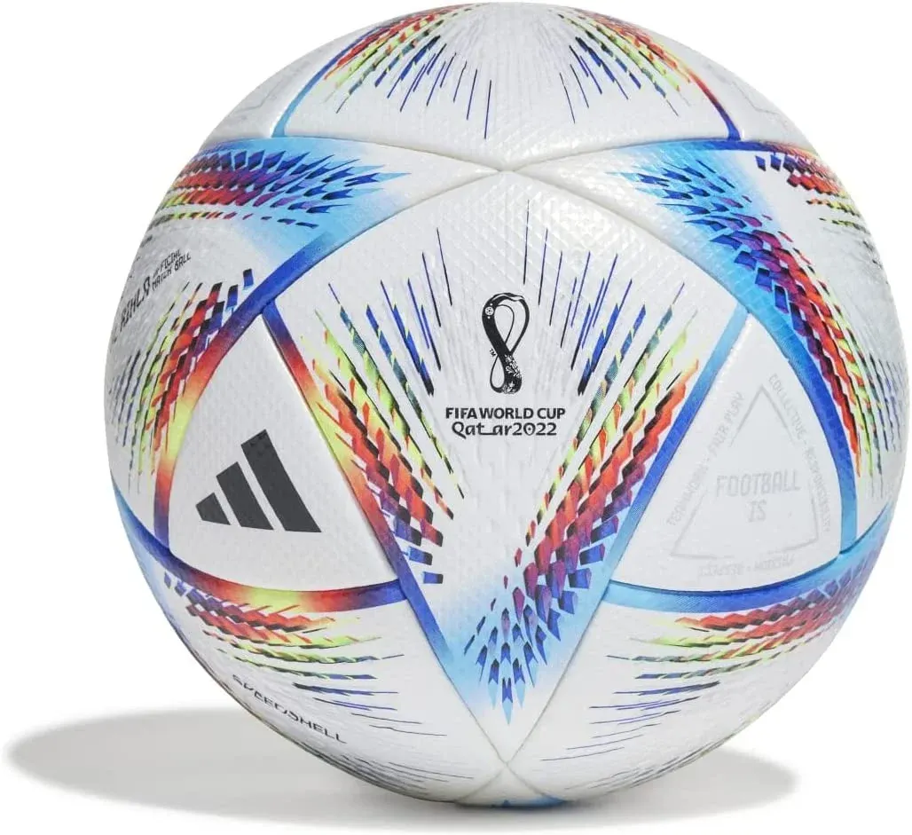 » adidas Rihla Pro FIFA World Cup 2022 Official Match Ball - White/Pantone, Speedshell Panel, Optimal Control & Flight, Size 5